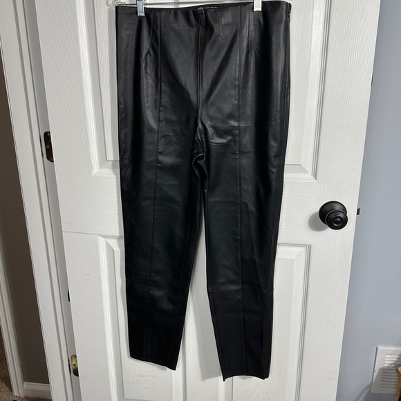Zara high rise faux leather leggings, size XL, elastic waistband, seamed - Picture 1 of 15